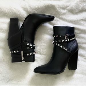 Black ankle boots with studded belts size 6.5